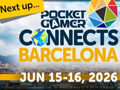 Official promotional graphic for Pocket Gamer Connects Barcelona 2026.