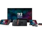 Nintendo Switch 2 handheld and dock with Joy Con 2 controllers. (Image source: Amazon)