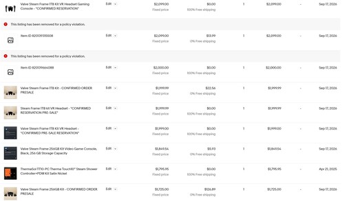 Scalpers shown reselling the Steam Frame