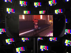 The 9 games can be purchased for just $10. Pictured: Demon Turf running on the Steam Deck with multiple handhelds on the background. (Image source: Valve - edited)