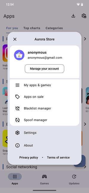 The Aurora Store lets you download and update apps from Google Play through an anonymous login (Source: AuroraStore)