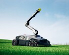 The NexLawn Master X can throw balls to dogs and pick fruit from trees. (Image source: Mova)