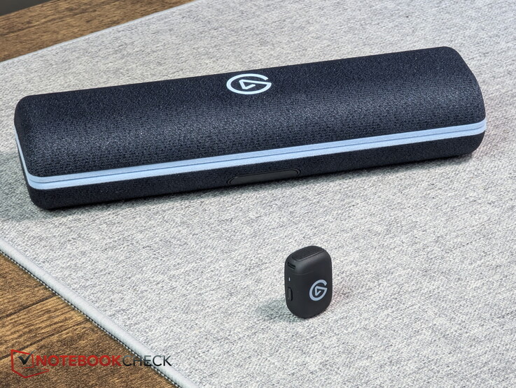 The mic in front with the charging case in the background