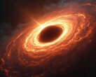 An AI-generated image showing a black hole and its accretion disk.