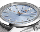 The Grand Seiko logo and the seconds hand are finished in rose gold.
