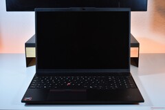 The Lenovo ThinkPad L16 Gen 2 in its natural habitat: a desk.