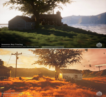 Seasonal scene: Non-real time v/s real time rendering results