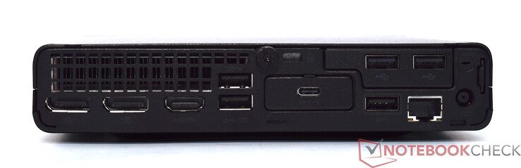 Rear: 2x DisplayPort 1.4, HDMI 2.1, 3x USB Type-A 10 Gbit/s, 2x USB Type-A 2.0, USB Type-C 10 Gbit/s, RJ45 GBit-LAN, power conector