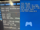 A screengrab showing the PS3's RSX GPU and CELL CPU overclocked to 850 MHz and 4.1 GHz respectively (image source: Modyfikator89 on X)