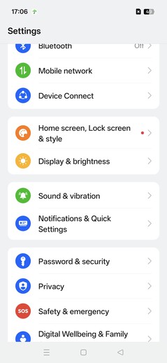 Settings page