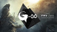 Fujitsu FMV Zero GODZILLA EDITION laptop pictured alongside Godzilla.