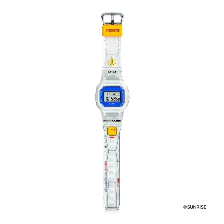 Casio G-Shock x Mobile Suit Gundam DW-5600 displayed