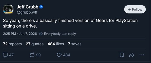 Jeff Grubb post on Gears of War: E-Day PS5 build