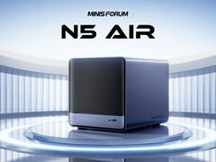 The starting price of the N5 Air is $499. Pictured: a promo picture of the NAS showing the front and one of the sides. (Image source: Minisforum)