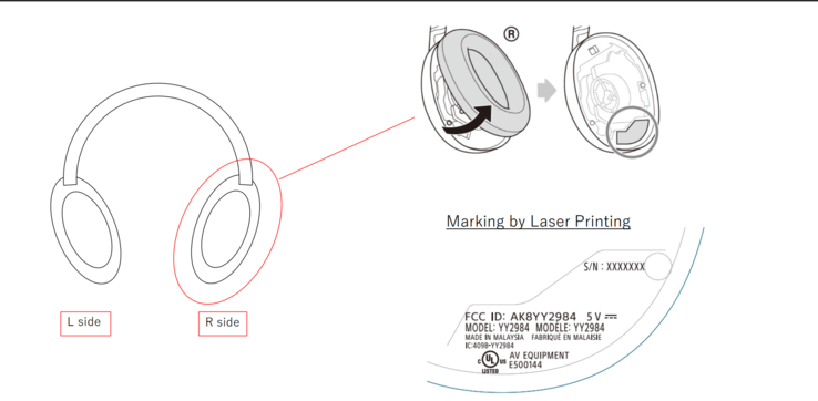 Sony WH-1000XM6 design (image source: FCC)