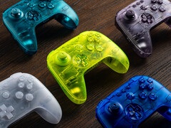 A close-up of the new 8BitDo 64 controllers.