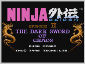 Ninja Gaiden II: The Dark Sword of Chaos's title screen pictured