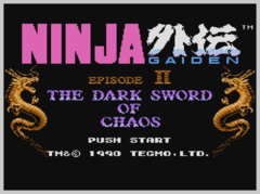 Ninja Gaiden II: The Dark Sword of Chaos's title screen pictured