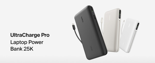 The Belkin UltraCharge Pro Laptop Power Bank 25K is only available in black despite the image above showing three color options.