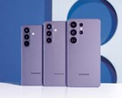 Left to right: Galaxy S26, Galaxy S26 Plus, and Galaxy S26 Ultra in Cobalt Violet color.