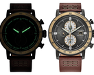 The Citizen CA0857-09W with luminous hands and markers, alongside a non-lume image.