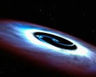 An illustration showing two black holes.