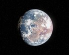 An artist’s illustration showing an exoplanet in space.