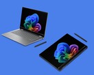 HP OmniBook X Flip 14 and OmniBook X Flip 16 2-in-1 laptops shown in laptop and tablet modes with stylus support (Image source: HP)