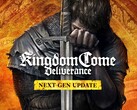 Promotional artwork for Kingdom Come: Deliverance next-gen update showing Henry holding a sword.
