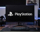 PC gaming setup with PlayStation logo shown