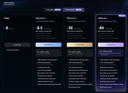 Subscription options and pricing (picture source: Screenshot on Vidu.com)