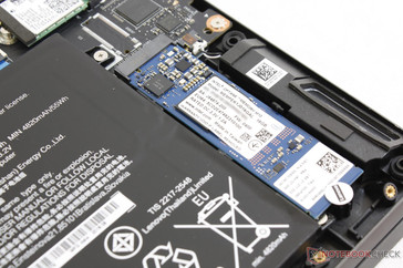 Intel Optane M.2 drive. Note the Lenovo sticker that may impact warranty if torn
