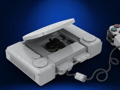 A screengrab of the Lego Ideas Sony PlayStation 1 console with controller