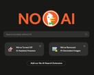 DuckDuckGo's 'No AI' sign is prominently displayed by the search engine