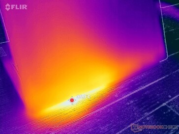 Waste heat escapes upwards toward the front of the screen