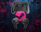Steam Controller and Frame VR headset gamepad shown