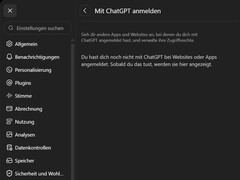 Screenshot of the ChatGPT settings showing the Sign in with ChatGPT section