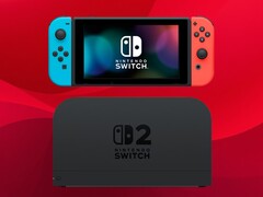 Original Nintendo Switch shown above Switch 2 dock
