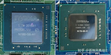 Die size comparison between small package MX450 (left) and the MX350 (right). (Image Source: Zhuanlan)