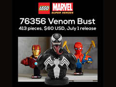 The alleged LEGO Venom bust carries 413 pieces, is priced at $59.99, and is set to launch on July 1, 2026.