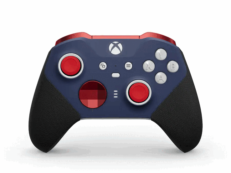 Xbox Elite Wireless Controller Series 2 Core in Red and Blue.