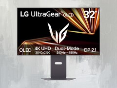 Front of 32-inch dual mode LG OLED gaming monitor shown