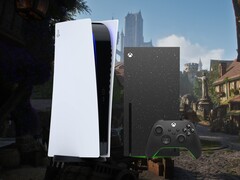 PS5 and Xbox consoles shown with Fable background (Image source: Xbox Gaming, Sony PlayStation with edits)