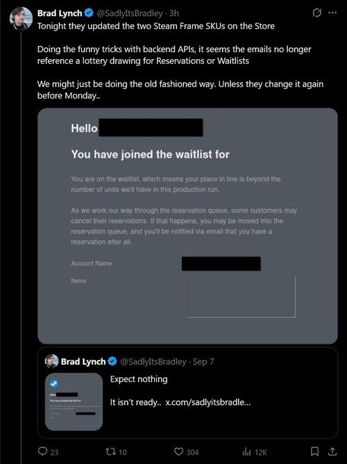 Leaked Steam Frame pre-order email shown