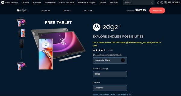 The Lenovo Tab P11 tablet is free with the purchase of the Edge Plus 2023 (Source: Motorola)