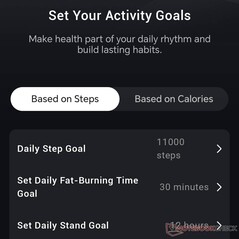 Activity goals can be selected