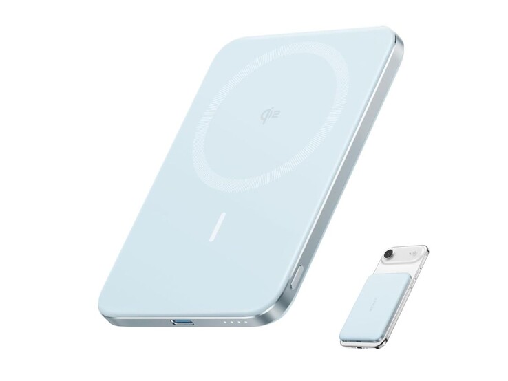 The Anker Nano Power Bank (5K, MagGo, Slim) in blue