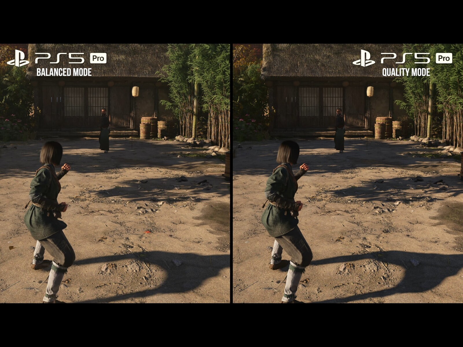 Assassin's Creed Shadows PS5 Pro blanced vs quality mode comparison (Image source: screenshot, Digital Foundry YouTube)