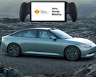 PlayStation Portal pictured above the Sony Honda Afeela 1 EV (Image source: Sony Honda Mobility, Sony PlayStation with edits)