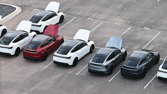 Tesla is building inventory of cheaper Model Y trims with white interior at Giga Texas (Image source: Joe Tegtmeyer/X)